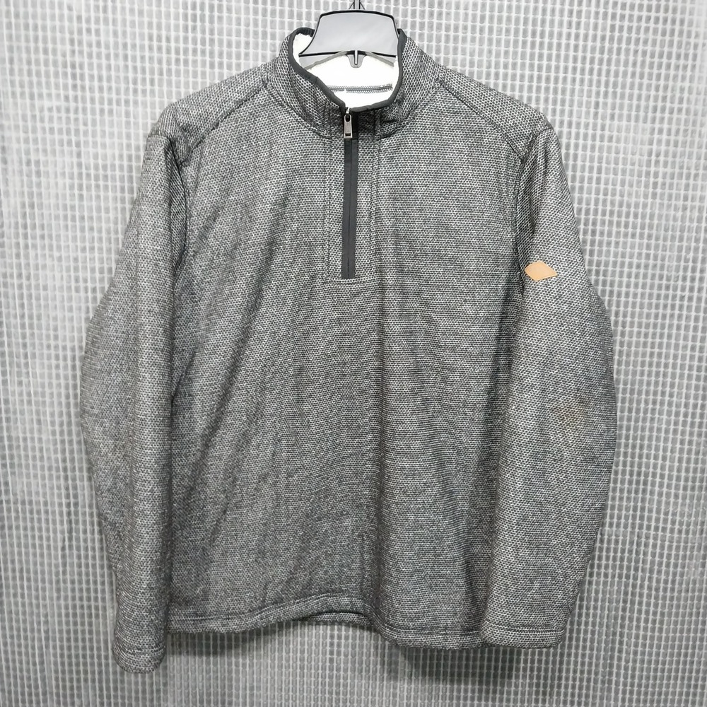 Orvis Mens Pullover Sherpa Lined Honeycomb Knit Quarter Zip XL Grey